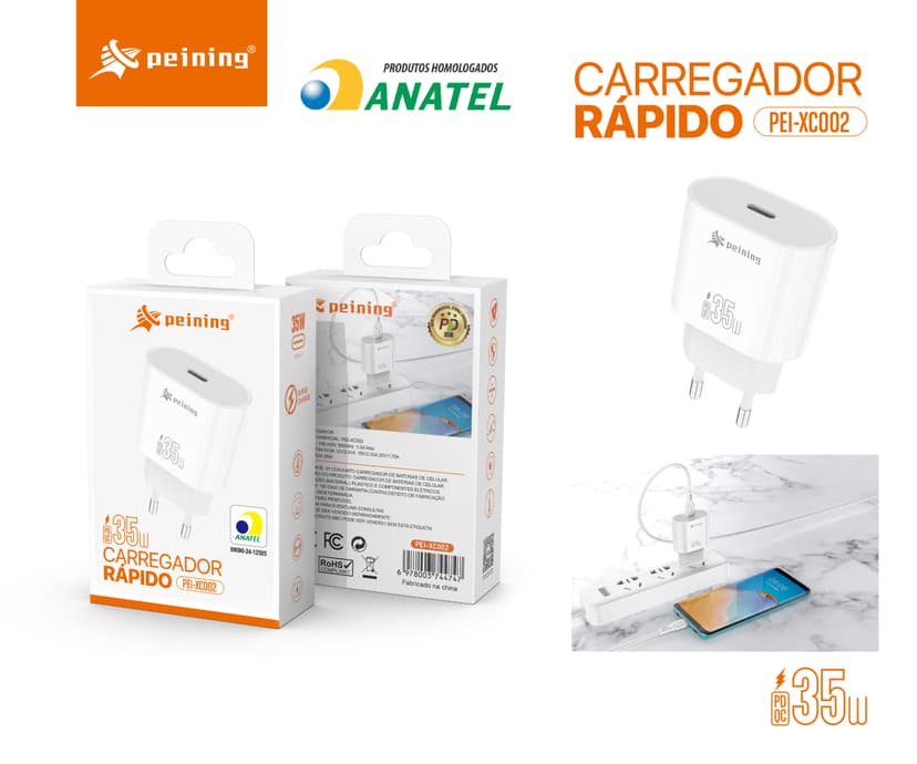 Carregador Tipo-C Rápido 35W Peining PEI-XC002