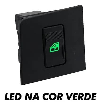 Botão Interruptor Vidro Eletrico Fiat Uno Simples Led-Verde