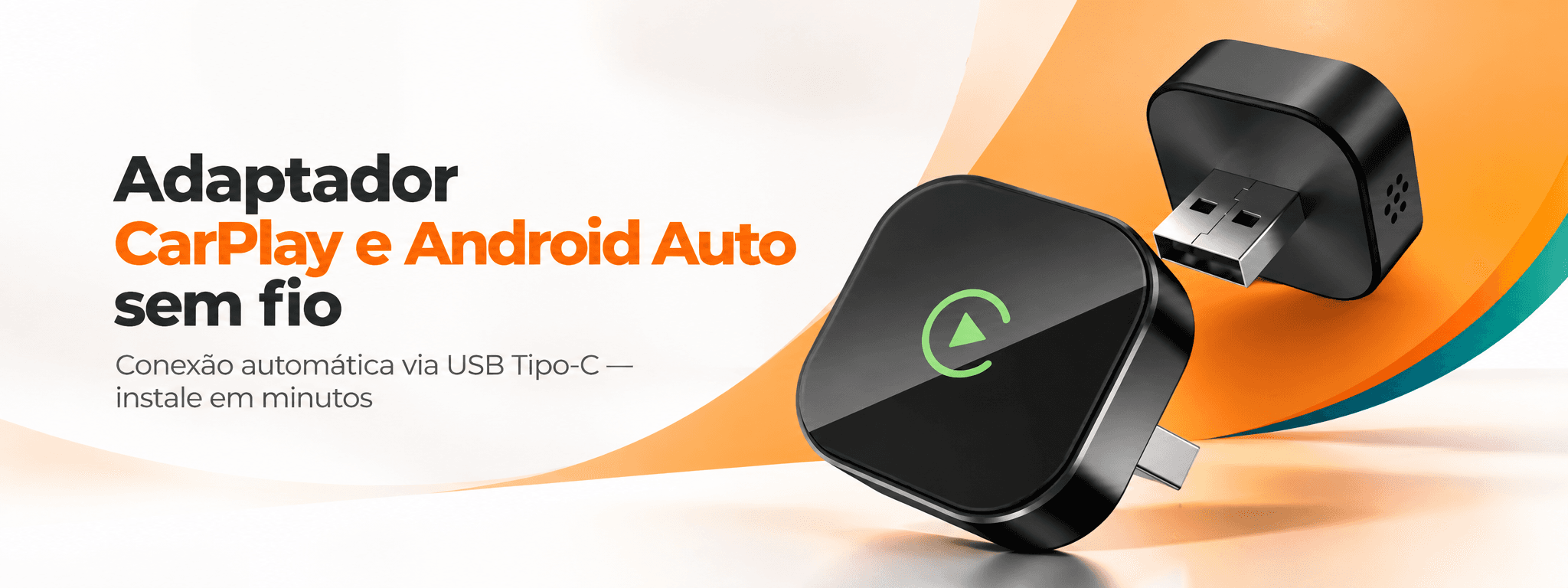 Destaque: Adaptador CarPlay e Android Auto Sem Fio Peining PEI-BTA06 (USB para Tipo-C, Conexão Automática)